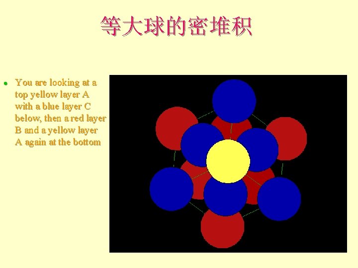 等大球的密堆积 l You are looking at a top yellow layer A with a blue 等大球的密堆积 l You are looking at a top yellow layer A with a blue