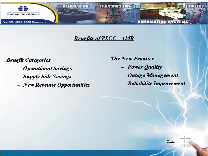 Benefits of PLCC - AMR Benefit Categories – Operational Savings – Supply Side Savings
