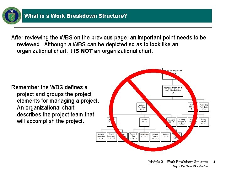 What is a Work Breakdown Structure? After reviewing the WBS on the previous page,
