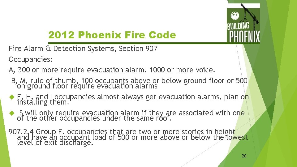 2012 Phoenix Fire Code Fire Alarm & Detection Systems, Section 907 Occupancies: A, 300