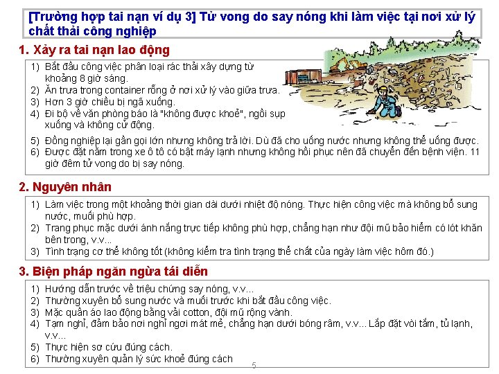 [Trường hợp tai nạn ví dụ 3] Tử vong do say nóng khi làm