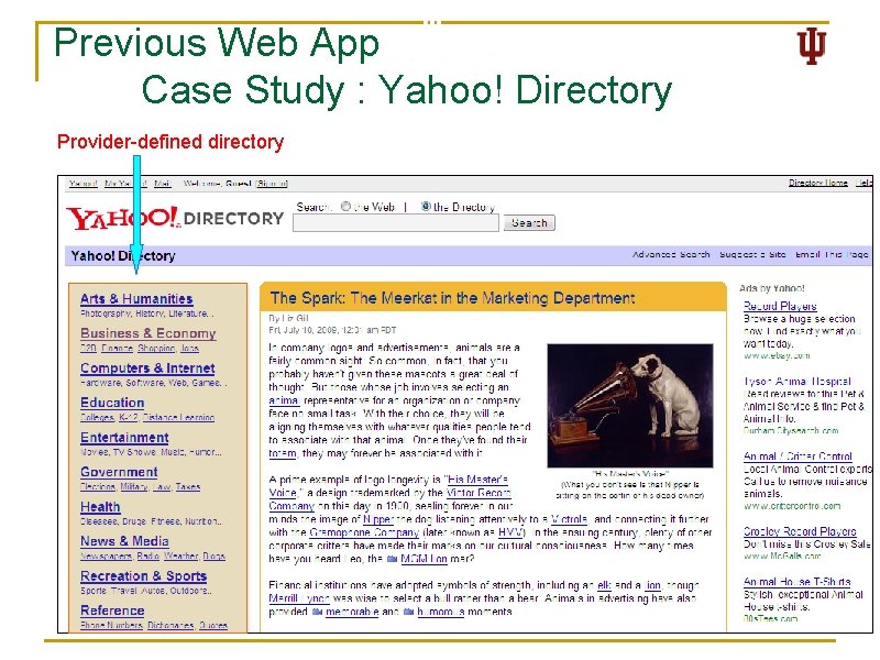 Previous Web App Case Study : Yahoo! Directory Provider-defined directory 4 