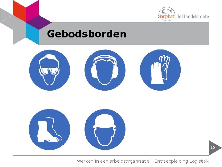 Gebodsborden 10 Werken in een arbeidsorganisatie | Entreeopleiding Logistiek Gebodsborden 10 Werken in een arbeidsorganisatie | Entreeopleiding Logistiek