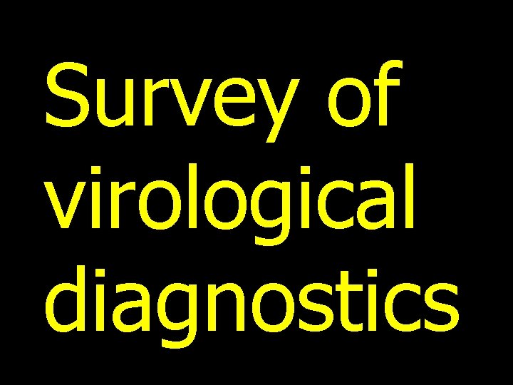 Survey of virological diagnostics 