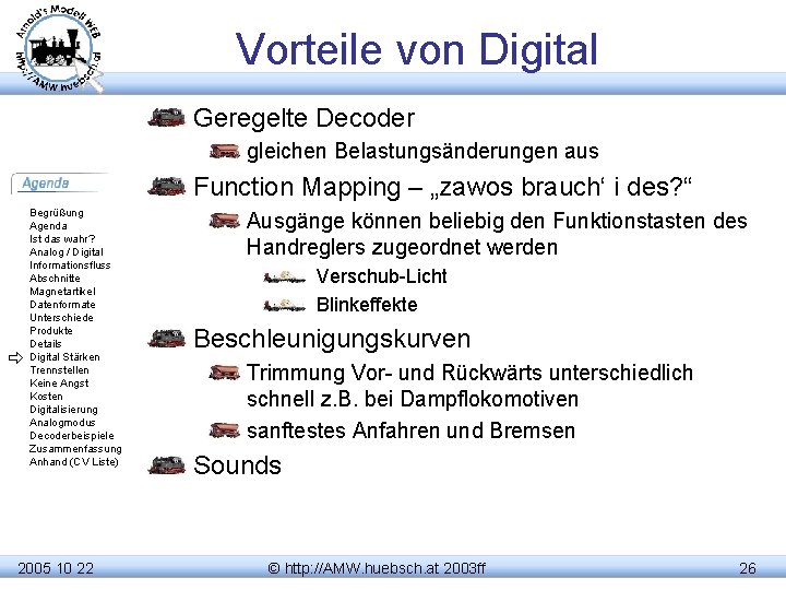 Vorteile von Digital Geregelte Decoder gleichen Belastungsänderungen aus Function Mapping – „zawos brauch‘ i