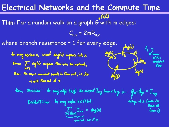 Electrical Networks and the Commute Time Thm: For a random walk on a graph