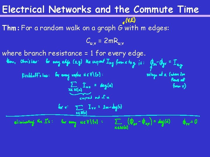 Electrical Networks and the Commute Time Thm: For a random walk on a graph