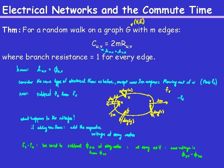 Electrical Networks and the Commute Time Thm: For a random walk on a graph