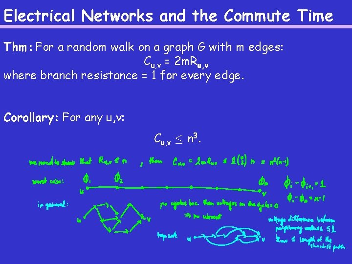 Electrical Networks and the Commute Time Thm: For a random walk on a graph