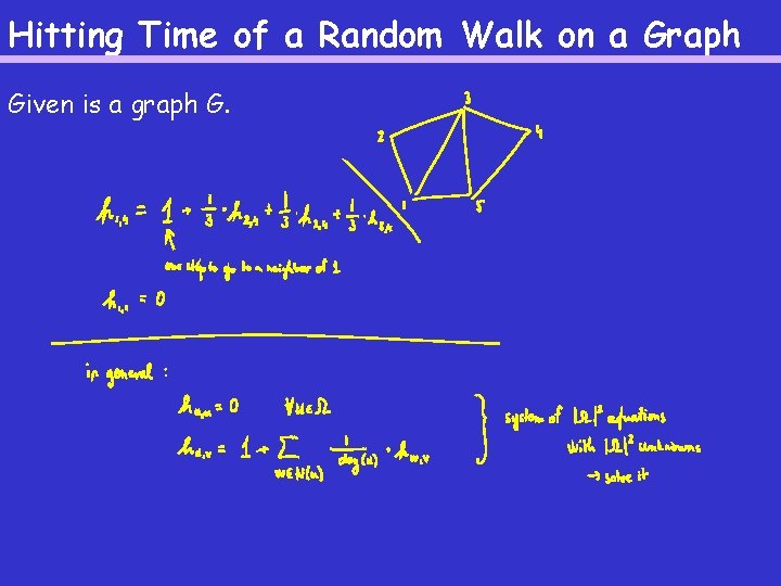 Hitting Time of a Random Walk on a Graph Given is a graph G.