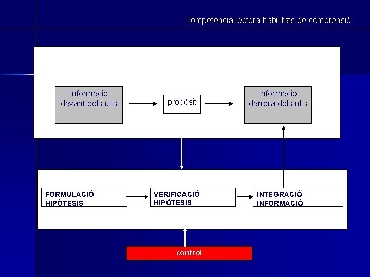 Competència lectora: habilitats de comprensió Factors que incideixen en la comprensió Informació davant dels