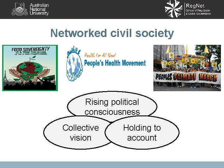 Networked civil society Rising political consciousness Collective vision Holding to account 