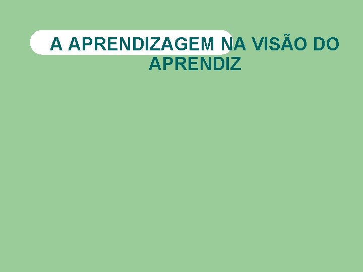 A APRENDIZAGEM NA VISÃO DO APRENDIZ 