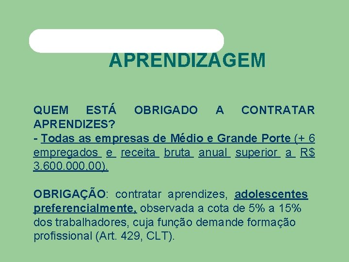 APRENDIZAGEM QUEM ESTÁ OBRIGADO A CONTRATAR APRENDIZES? - Todas as empresas de Médio e