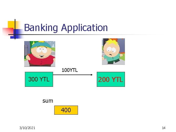 Banking Application 100 YTL 200 YTL 300 YTL sum 400 3/10/2021 14 