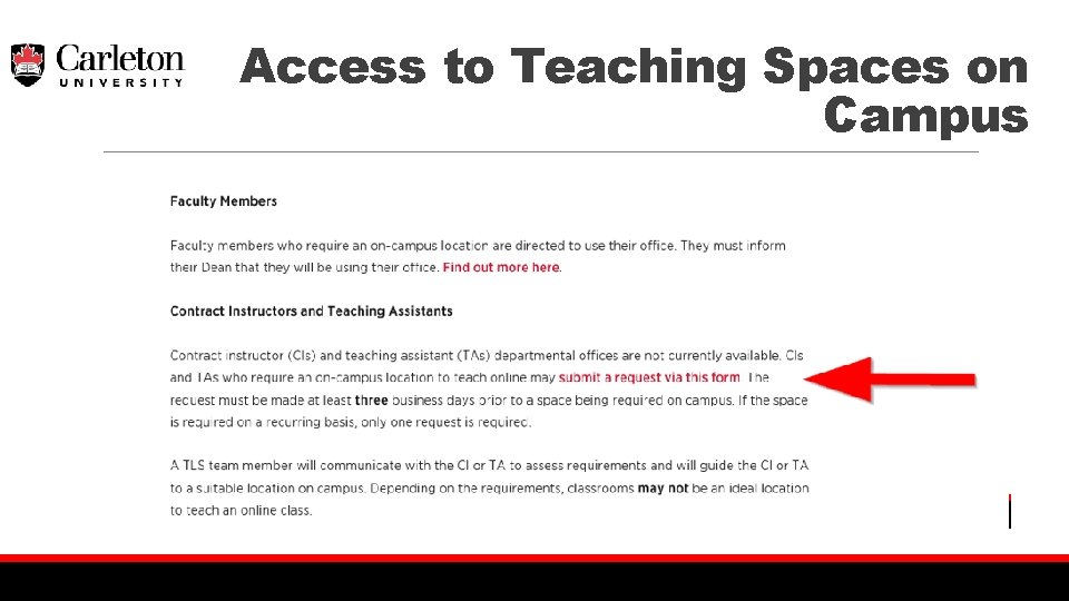 Access to Teaching Spaces on Campus 