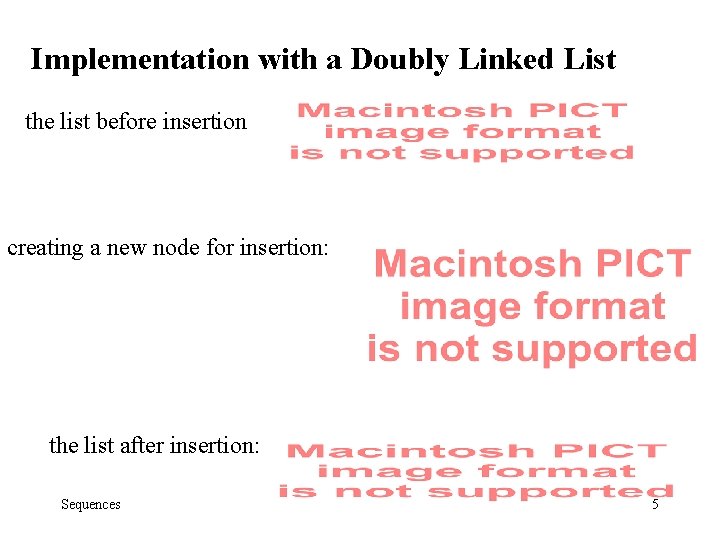 Implementation with a Doubly Linked List the list before insertion creating a new node