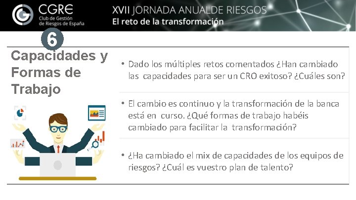 6 Capacidades y Formas de Trabajo • Dado los múltiples retos comentados ¿Han cambiado