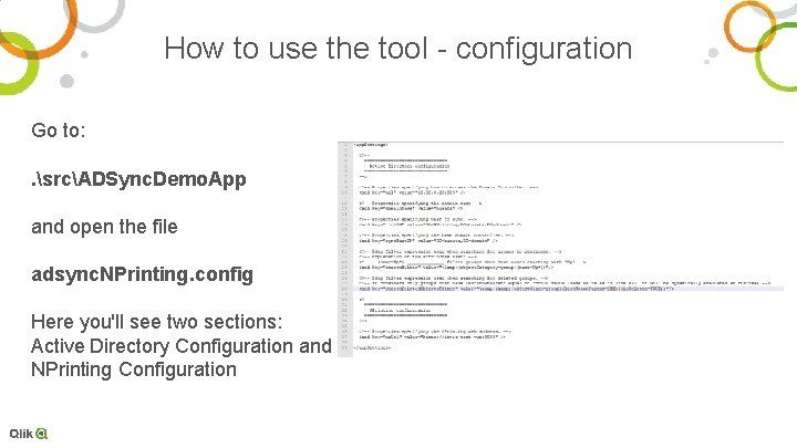 How to use the tool - configuration Go to: . srcADSync. Demo. App and