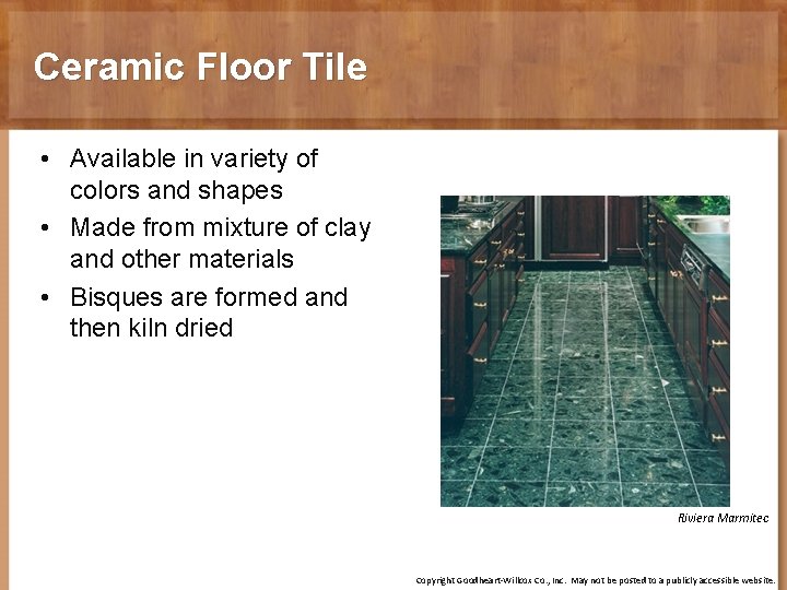 Ceramic Floor Tile • Available in variety of colors and shapes • Made from