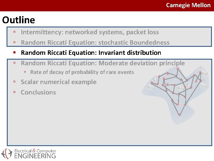 Carnegie Mellon Outline § § Intermittency: networked systems, packet loss Random Riccati Equation: stochastic