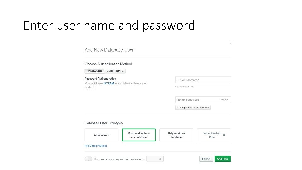 Enter user name and password 