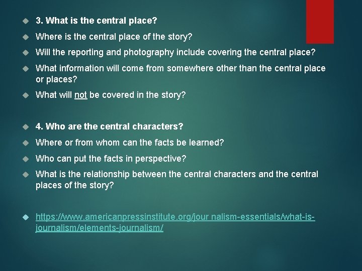  3. What is the central place? Where is the central place of the