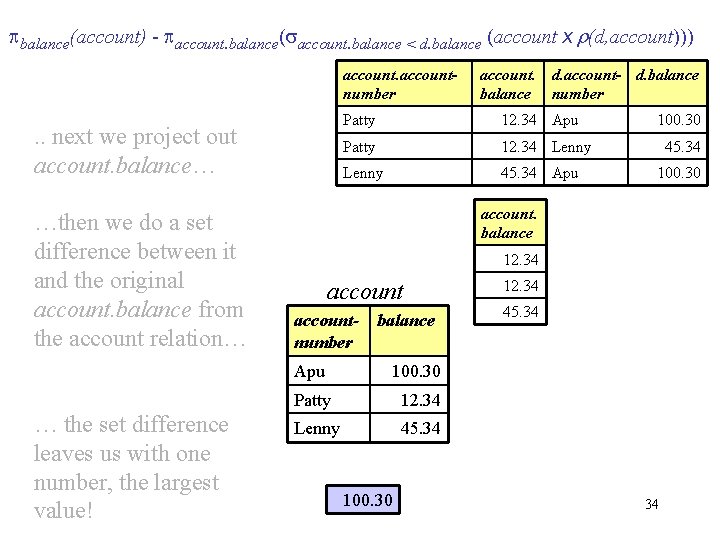  balance(account) - account. balance( account. balance < d. balance (account x r(d, account)))