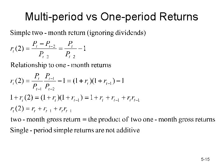 Multi-period vs One-period Returns 5 -15 