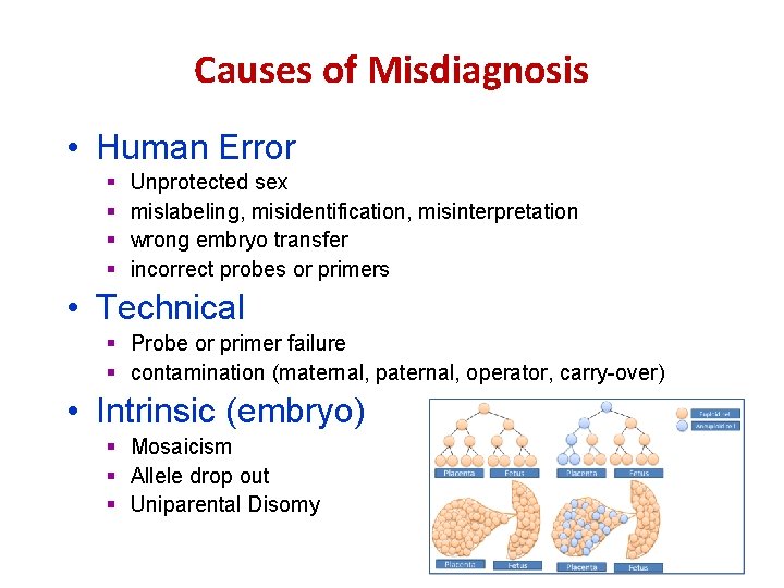 Causes of Misdiagnosis • Human Error § § Unprotected sex mislabeling, misidentification, misinterpretation wrong