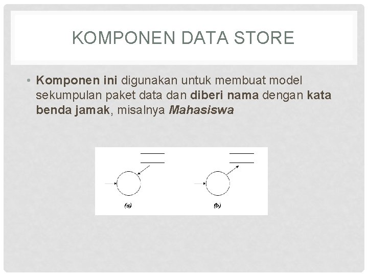 KOMPONEN DATA STORE • Komponen ini digunakan untuk membuat model sekumpulan paket data dan