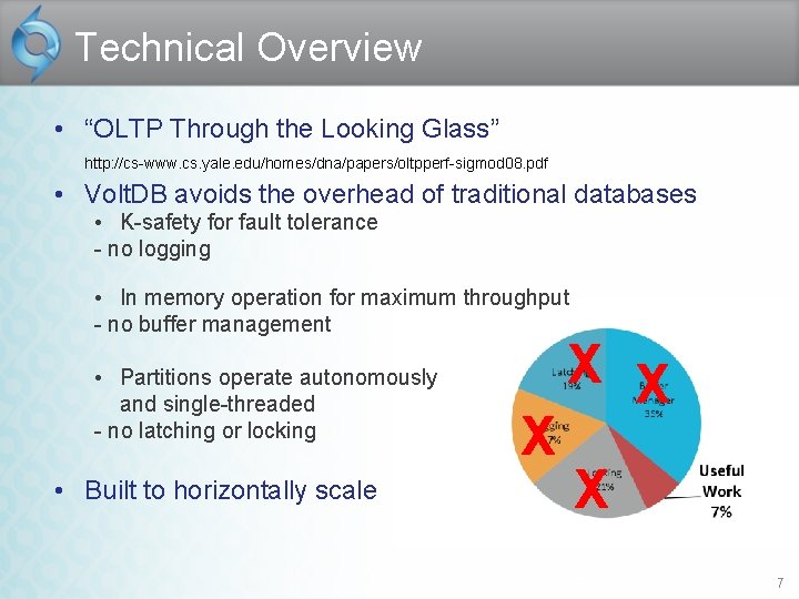 Technical Overview • “OLTP Through the Looking Glass” http: //cs-www. cs. yale. edu/homes/dna/papers/oltpperf-sigmod 08.