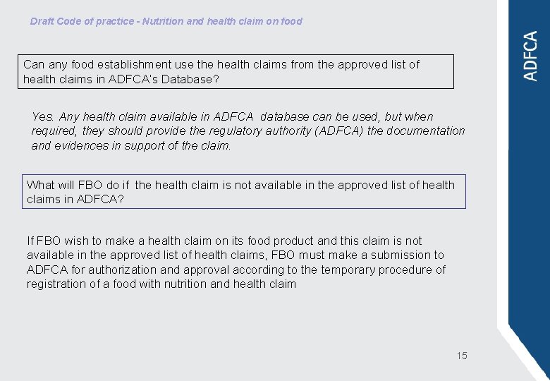 Draft Code of practice - Nutrition and health claim on food Can any food