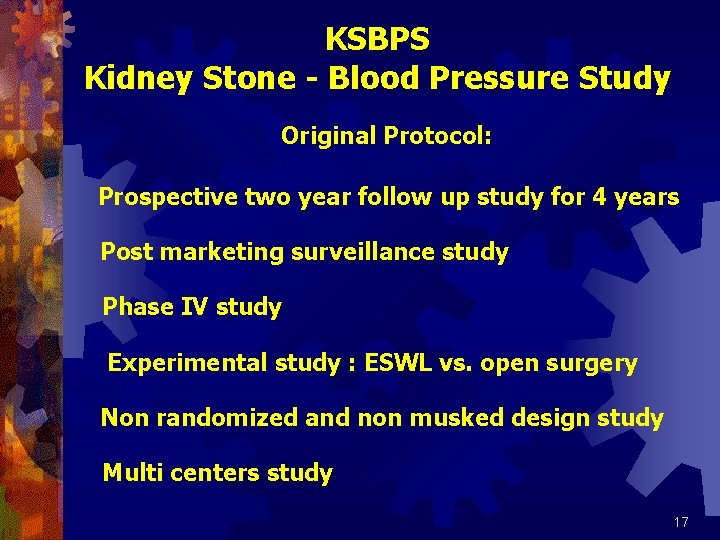 KSBPS Kidney Stone - Blood Pressure Study Original Protocol: Prospective two year follow up