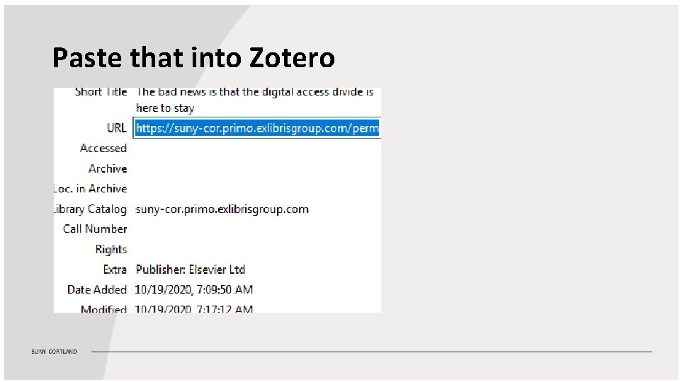 Paste that into Zotero 