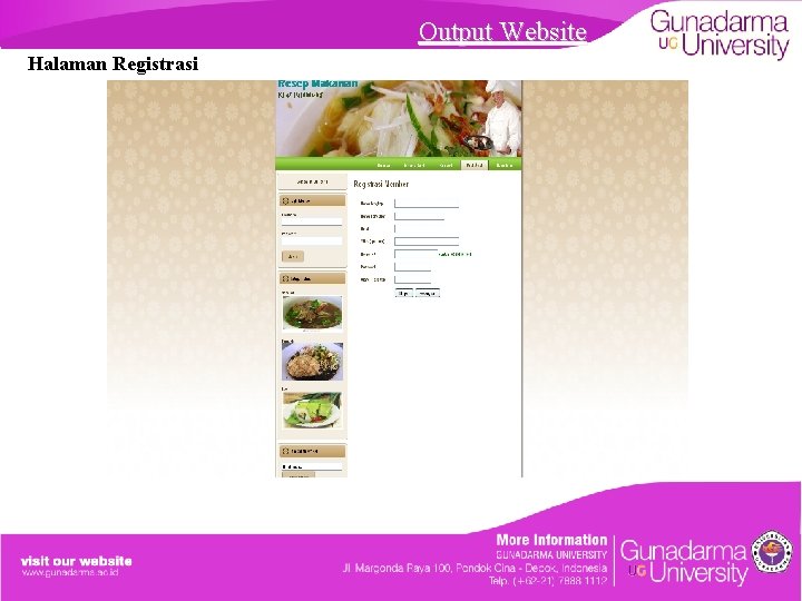 Output Website Halaman Registrasi 