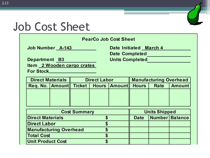 2 -13 Job Cost Sheet 