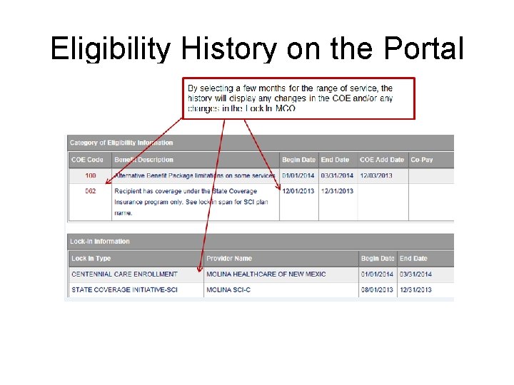 Eligibility History on the Portal 