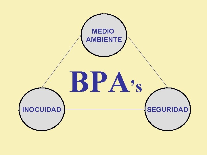MEDIO AMBIENTE BPA’s INOCUIDAD SEGURIDAD 