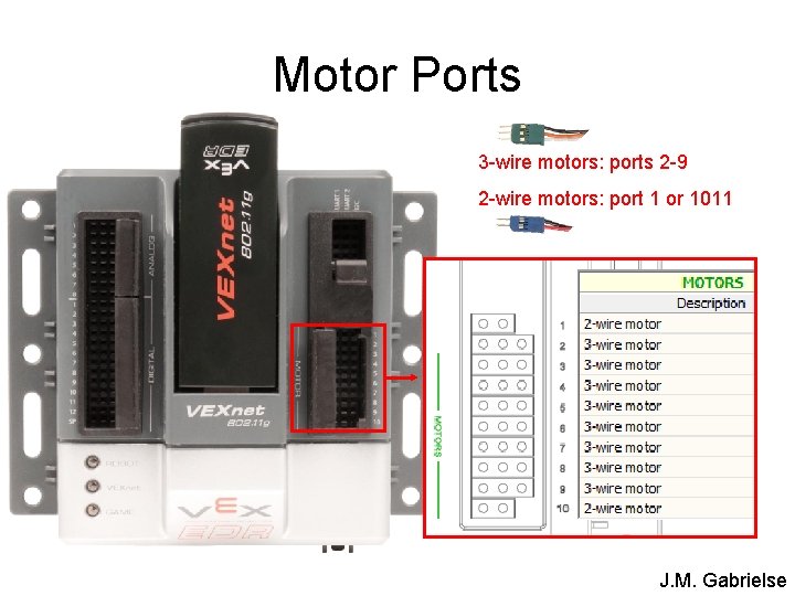Motor Ports 3 -wire motors: ports 2 -9 2 -wire motors: port 1 or