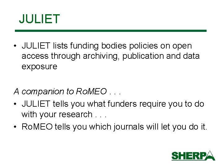 JULIET • JULIET lists funding bodies policies on open access through archiving, publication and