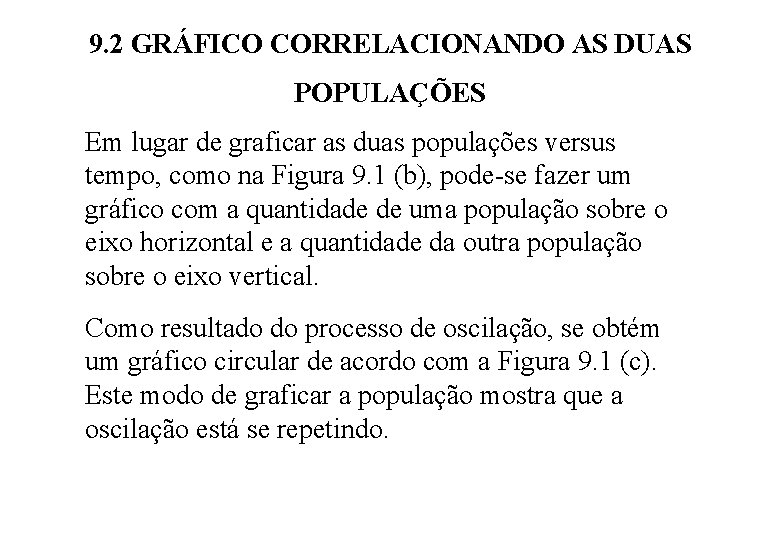 9. 2 GRÁFICO CORRELACIONANDO AS DUAS POPULAÇÕES Em lugar de graficar as duas populações 9. 2 GRÁFICO CORRELACIONANDO AS DUAS POPULAÇÕES Em lugar de graficar as duas populações