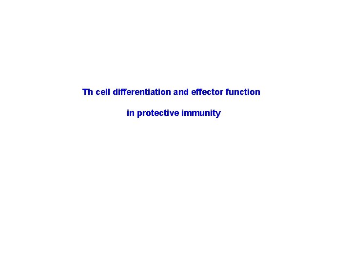 Th cell differentiation and effector function in protective immunity 