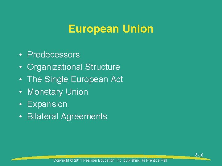 European Union • • • Predecessors Organizational Structure The Single European Act Monetary Union European Union • • • Predecessors Organizational Structure The Single European Act Monetary Union