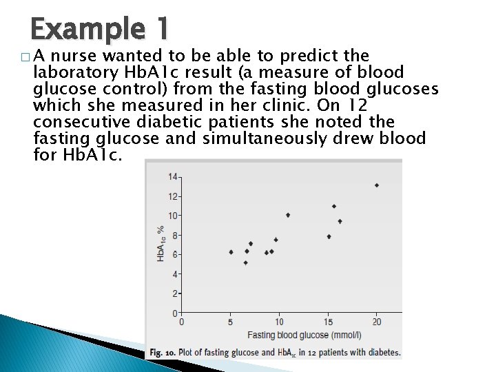 Example 1 �A nurse wanted to be able to predict the laboratory Hb. A