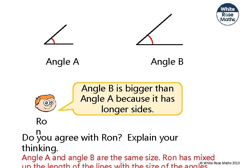 Angle A Angle B is bigger than Angle A because it has longer sides.