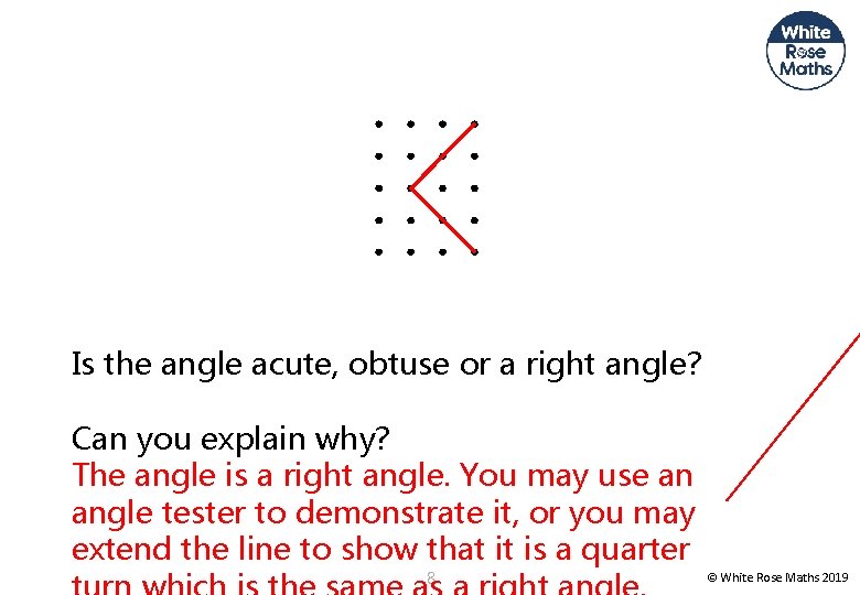 Is the angle acute, obtuse or a right angle? Can you explain why? The