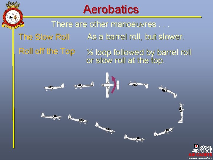 Aerobatics There are other manoeuvres. . . As a barrel roll, but slower. The