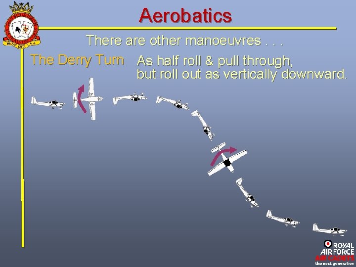 Aerobatics There are other manoeuvres. . . The Derry Turn As half roll &