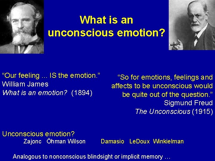 What is an unconscious emotion? “Our feeling … IS the emotion. ” William James